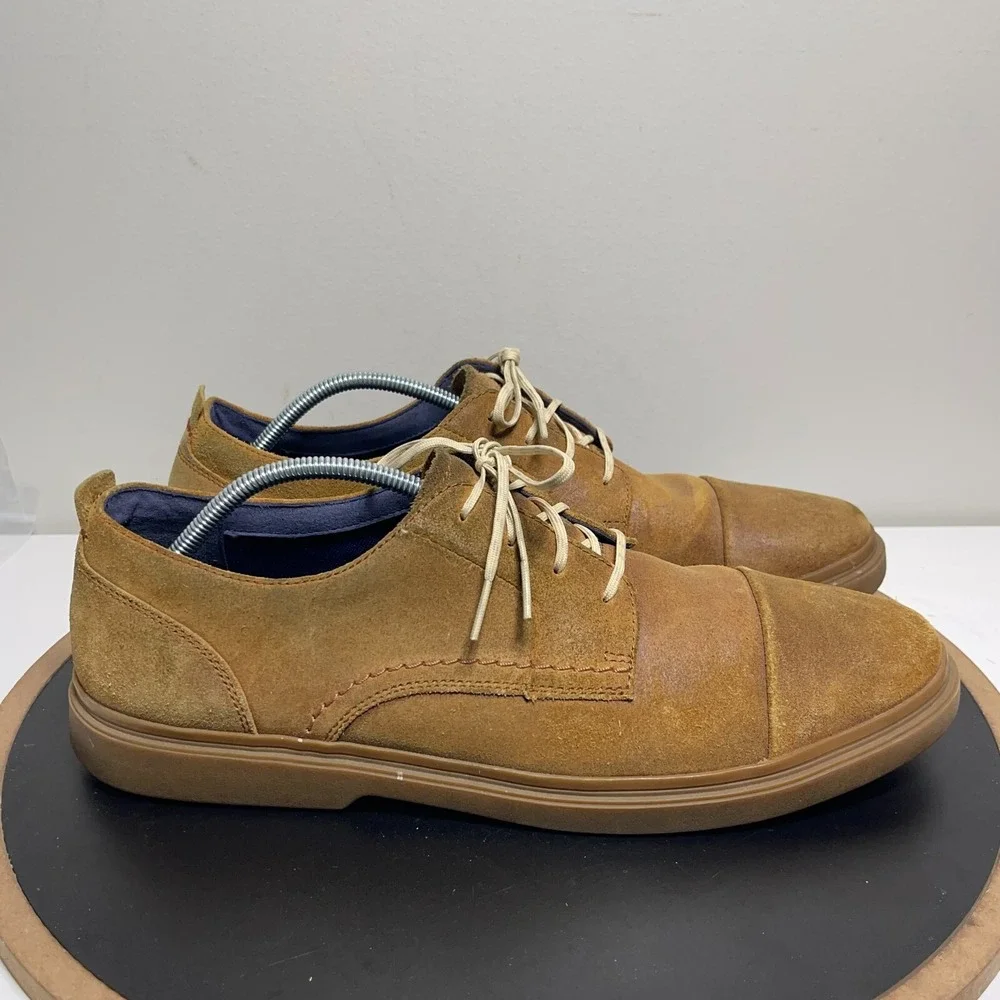 Cole Haan Grand OS Oxford Men 11.5 Cap Toe Tan Suede Business Casual Dadcore
